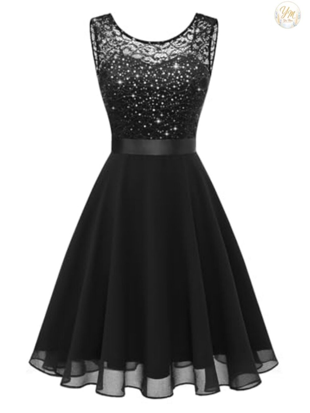 BeryLove Lace Sequin A-Line Cocktail Dress Sleeveless Formal Party